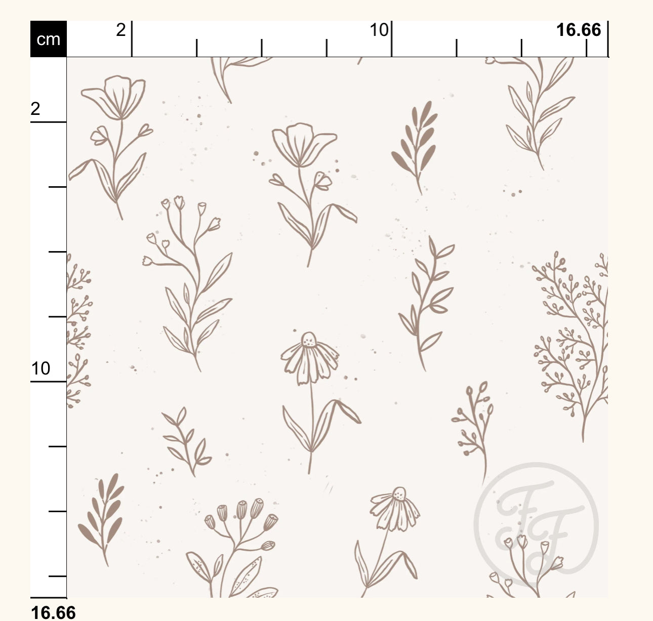 Flowers outlines Cotton Jersey Knit Fabric