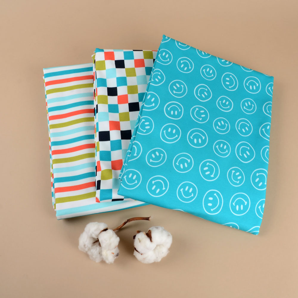 Lines Turquoise Jersey Organic Cotton- TD